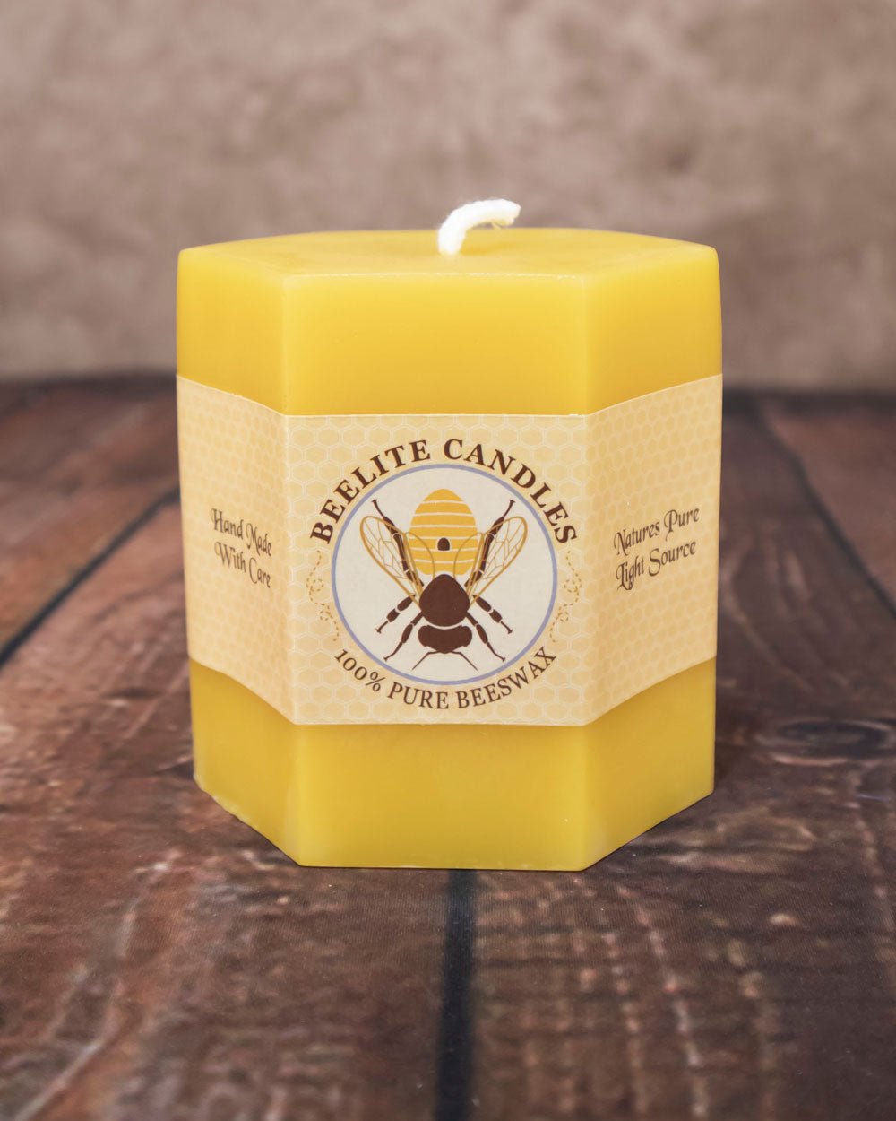 Hexagon Pillar Candles Natural Beeswax 3x3