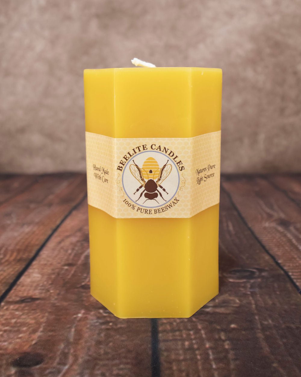Hexagon Pillar Candles Natural Beeswax 3x6
