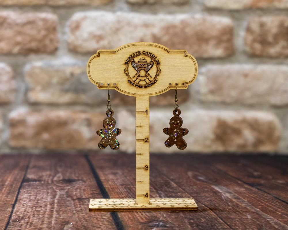 Christmas Earrings, Hand-Painted Wooden Designs - Beelite Candles
