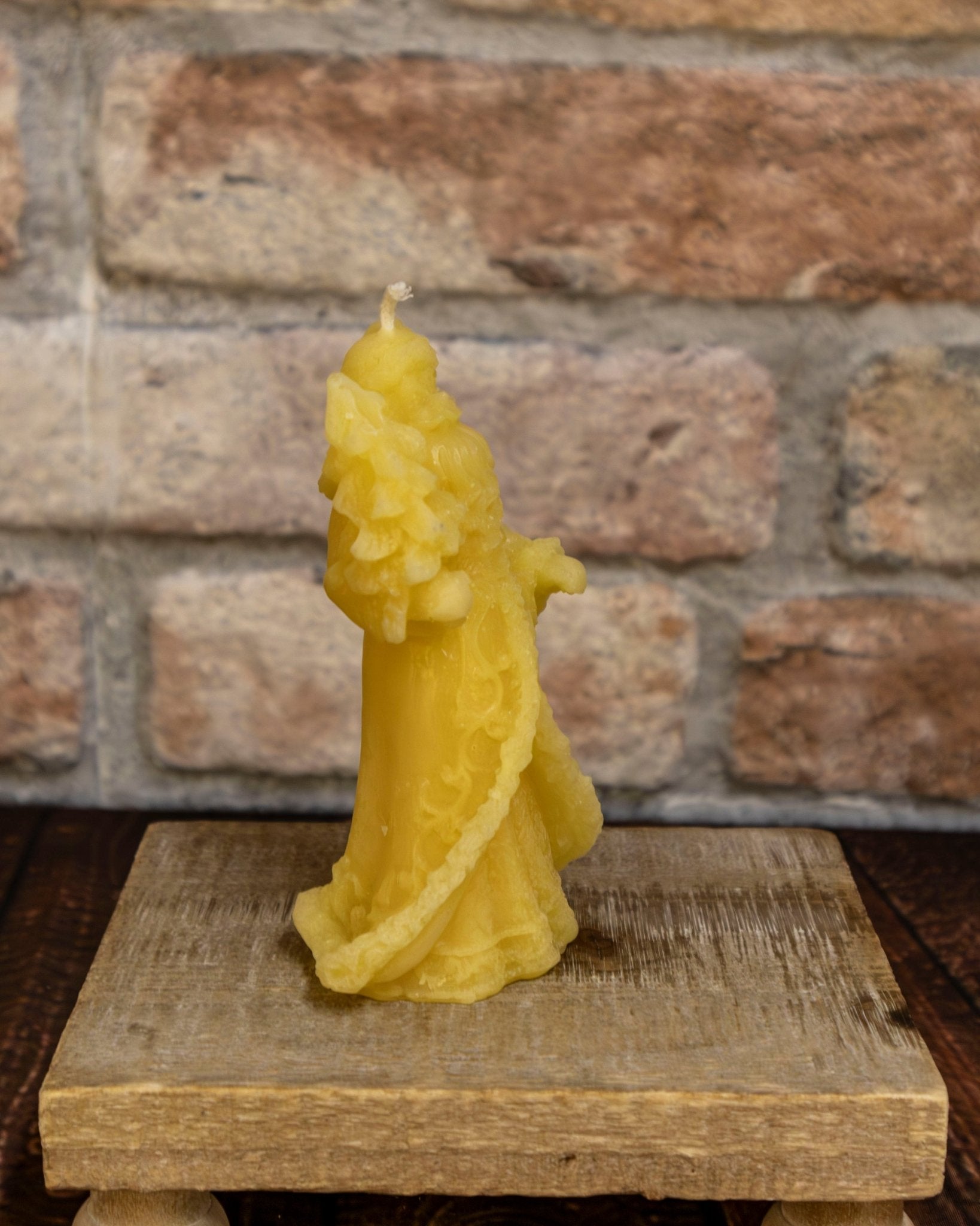 Santa with Tree Beeswax Candle