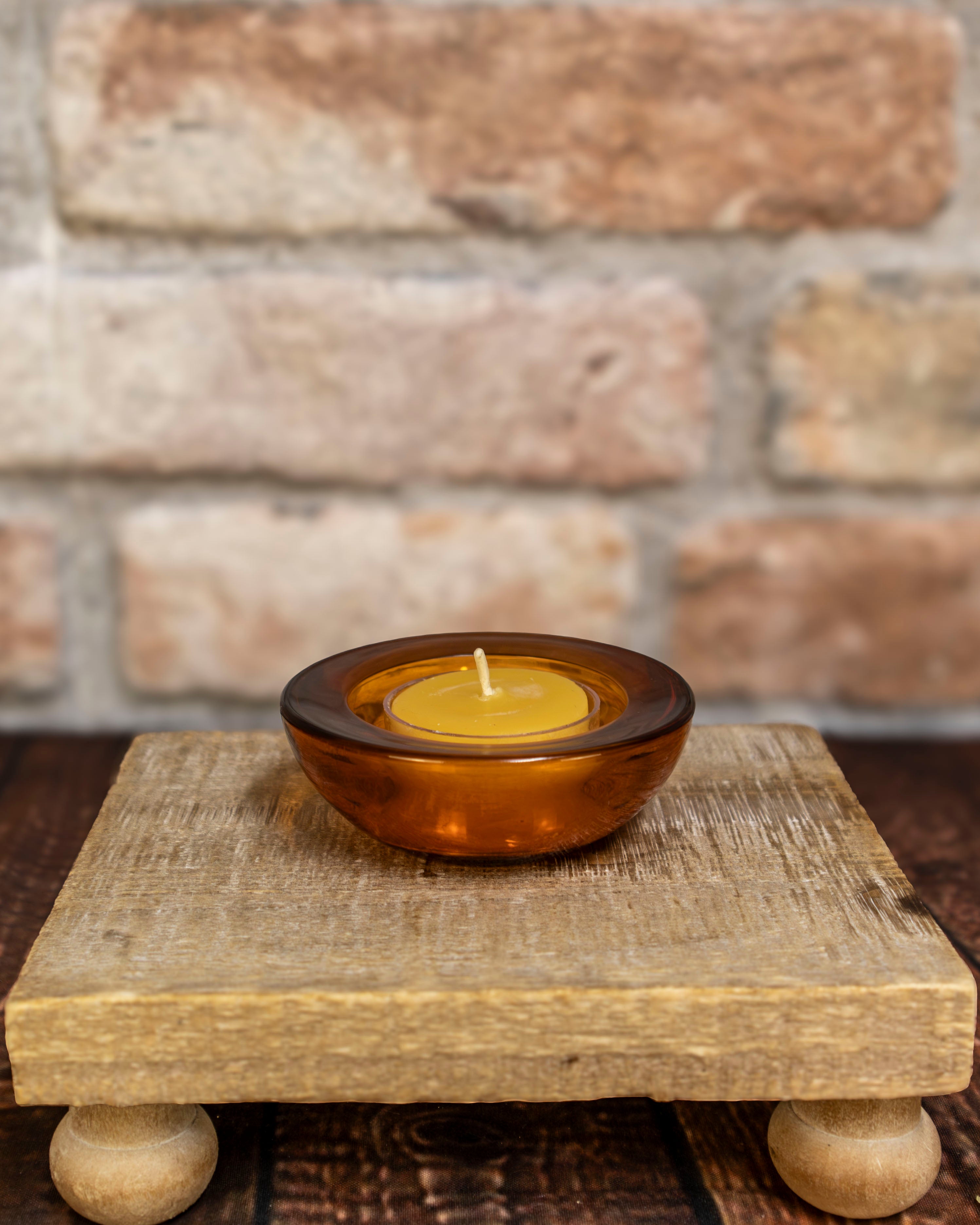 Amber Glass Tealight Holder