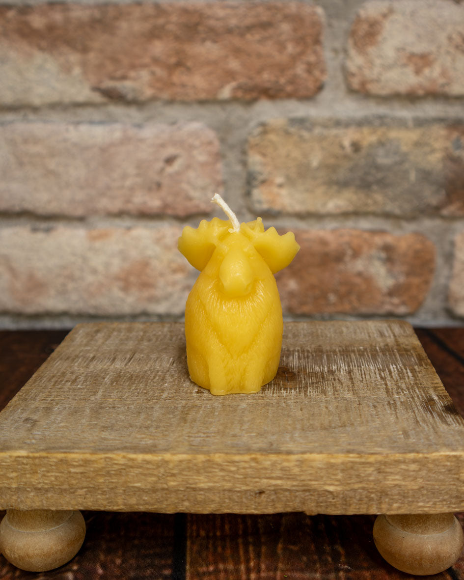 Woodland Animal Candle Set – Beeswax Bear, Moose & Raccoon Trio