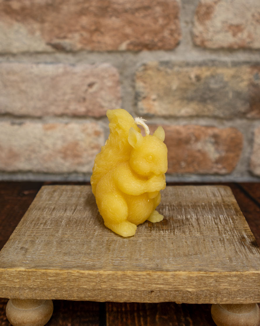 Beeswax Squirrel Candle – Hand Poured Woodland Animal Candle