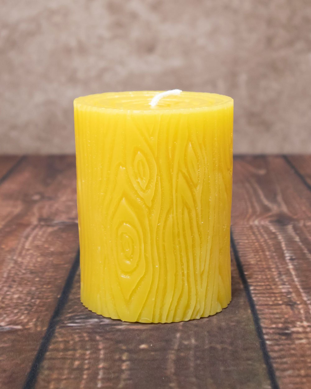 Wood Stump Beeswax Candle, Rustic Pillar Candle