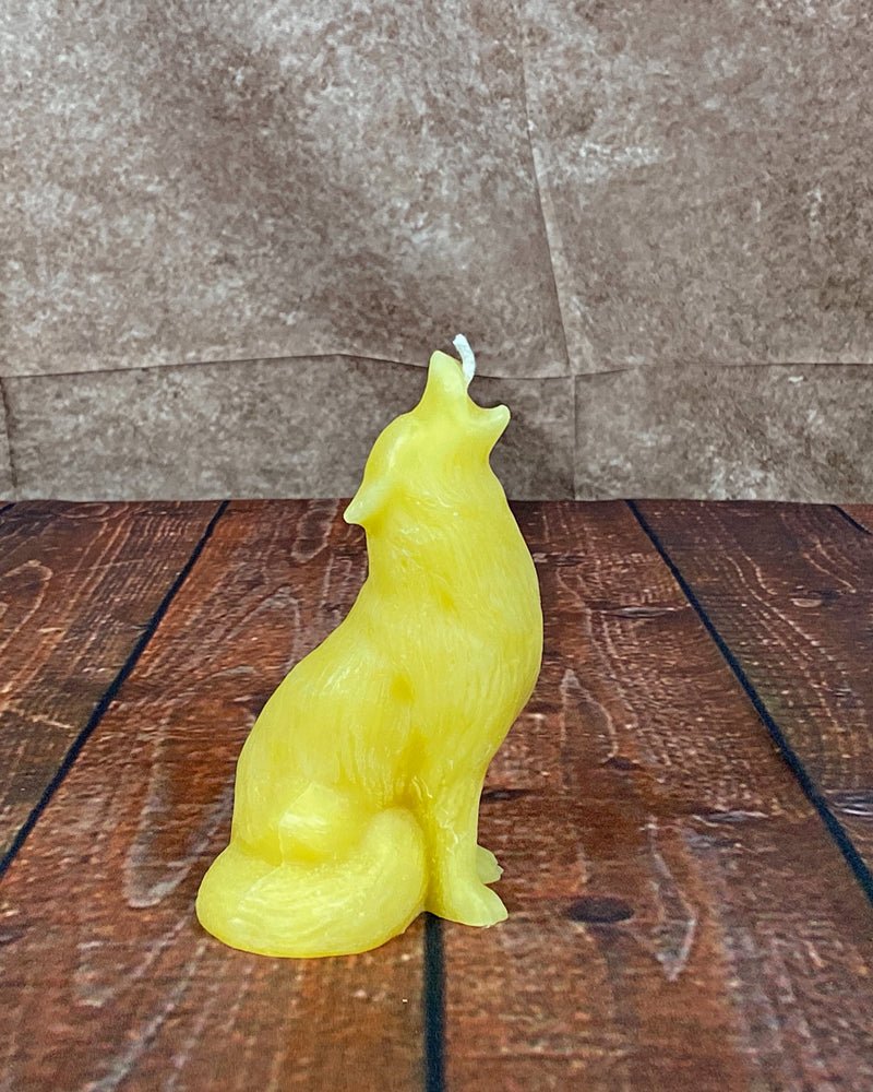 Hand poured beeswax wolf candle timber wolf design rustic decor