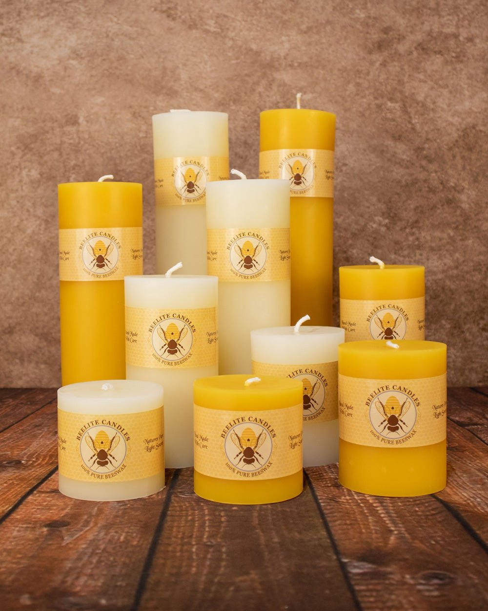 Classic Pillar Candles 100% Pure Beeswax Collection - Beelite Candles