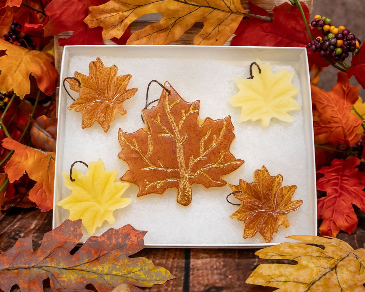 Fall Ornament Set, Beeswax Maple Leafs