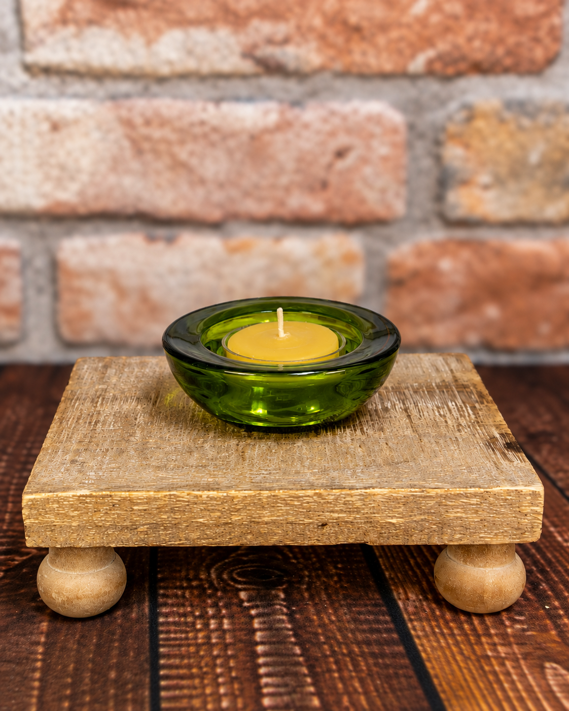 Green Glass Tealight Candle Holder