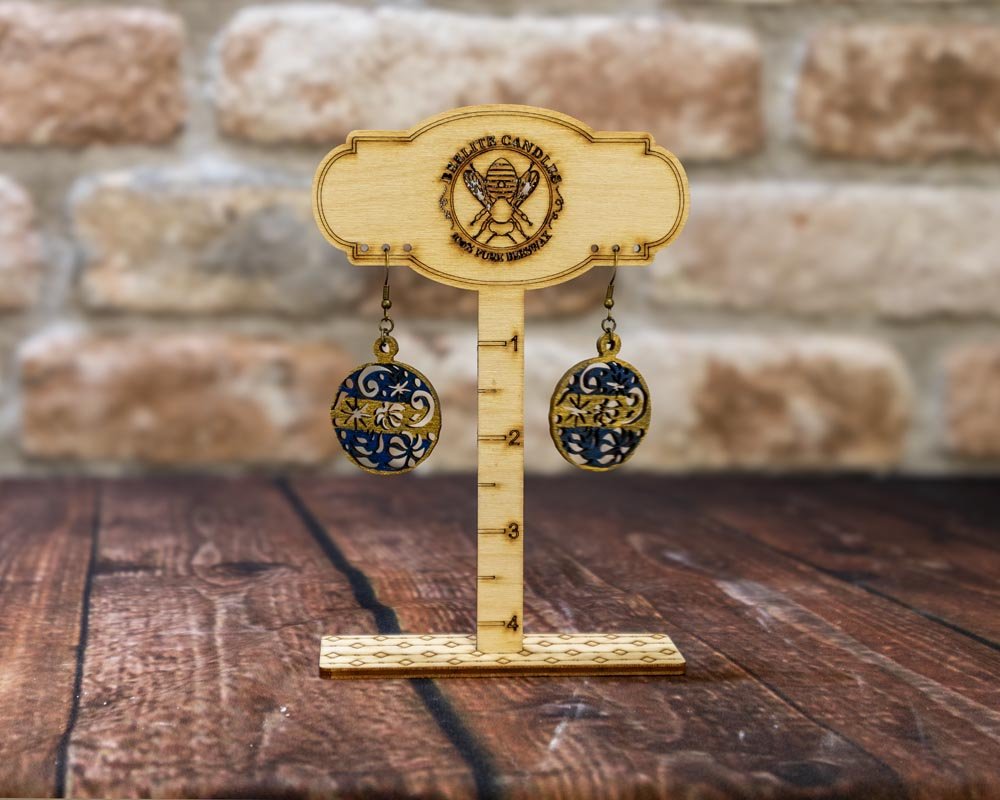 Christmas Earrings, Hand-Painted Wooden Designs - Beelite Candles