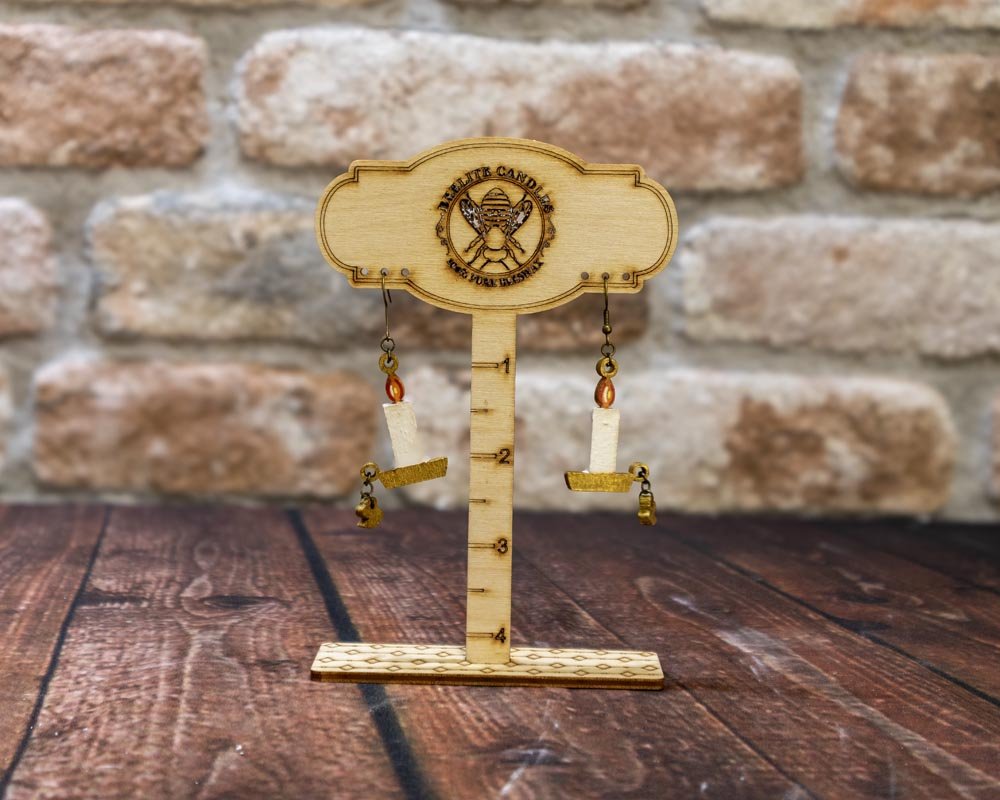 Christmas Earrings, Hand-Painted Wooden Designs - Beelite Candles