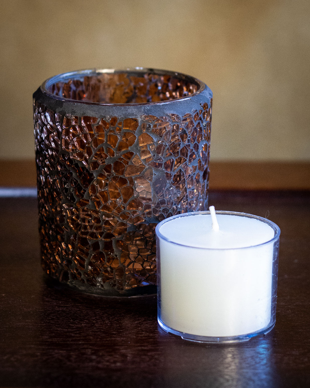 Mosaic Brown Candle Holder