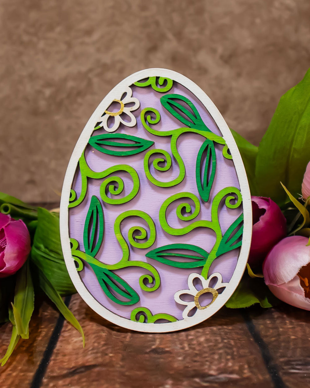 Ornate Wooden Egg Wall Hanging