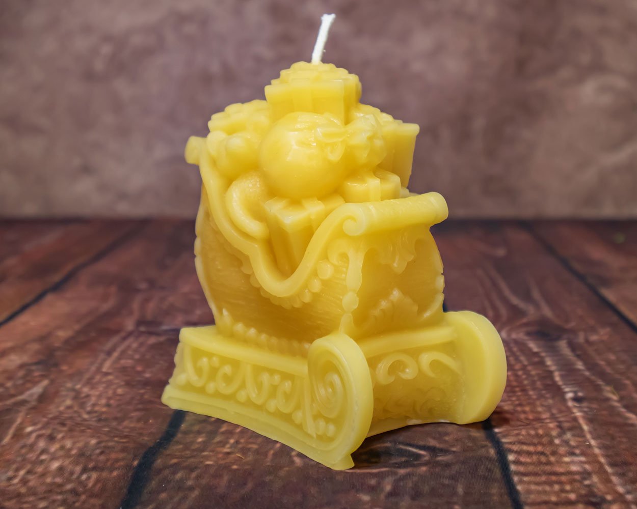 Santa Sleigh Beeswax Novelty Candle